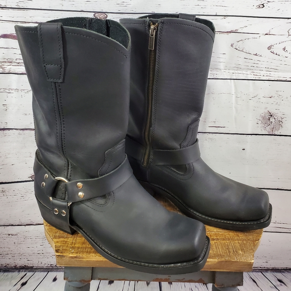 CODY JAMES Square Toe Harness Style CJ9995 Black Leather Motorcycle Boots 13M